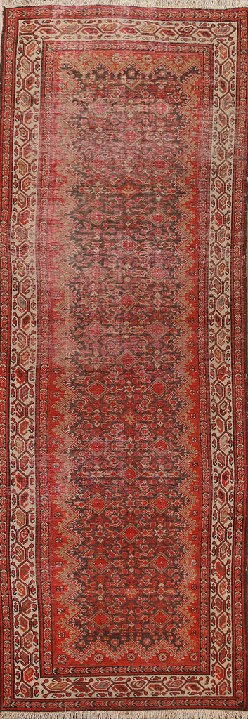 Pre-1900 Antique Vegetable Dye Malayer Persian Runner Rug 3x9