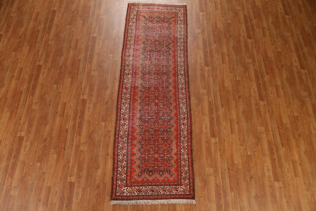 Pre-1900 Antique Vegetable Dye Malayer Persian Runner Rug 3x9