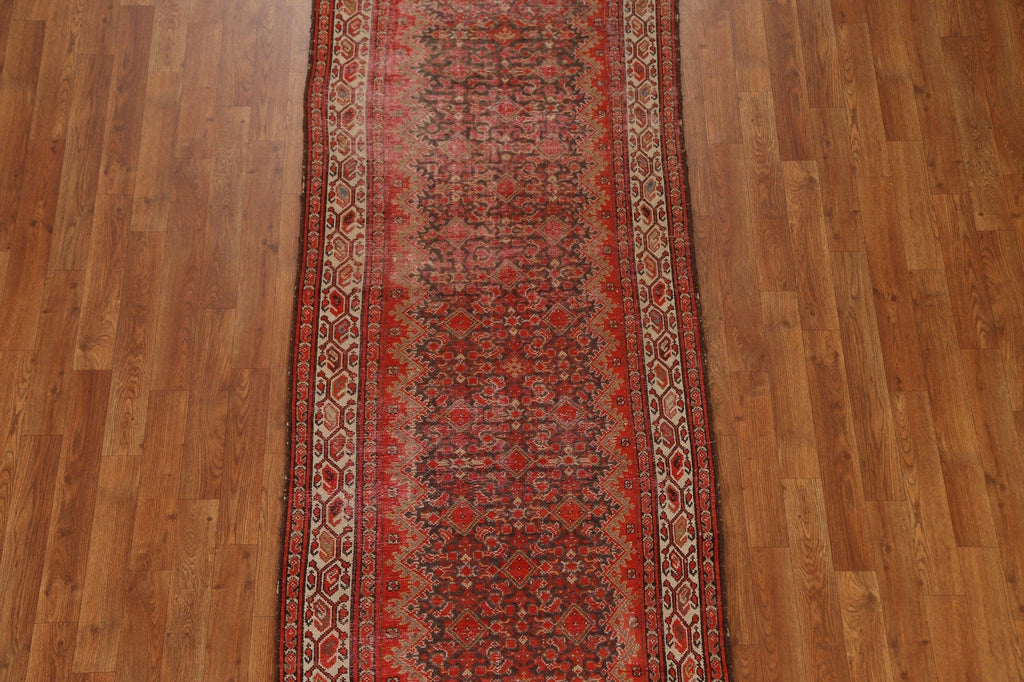 Pre-1900 Antique Vegetable Dye Malayer Persian Runner Rug 3x9