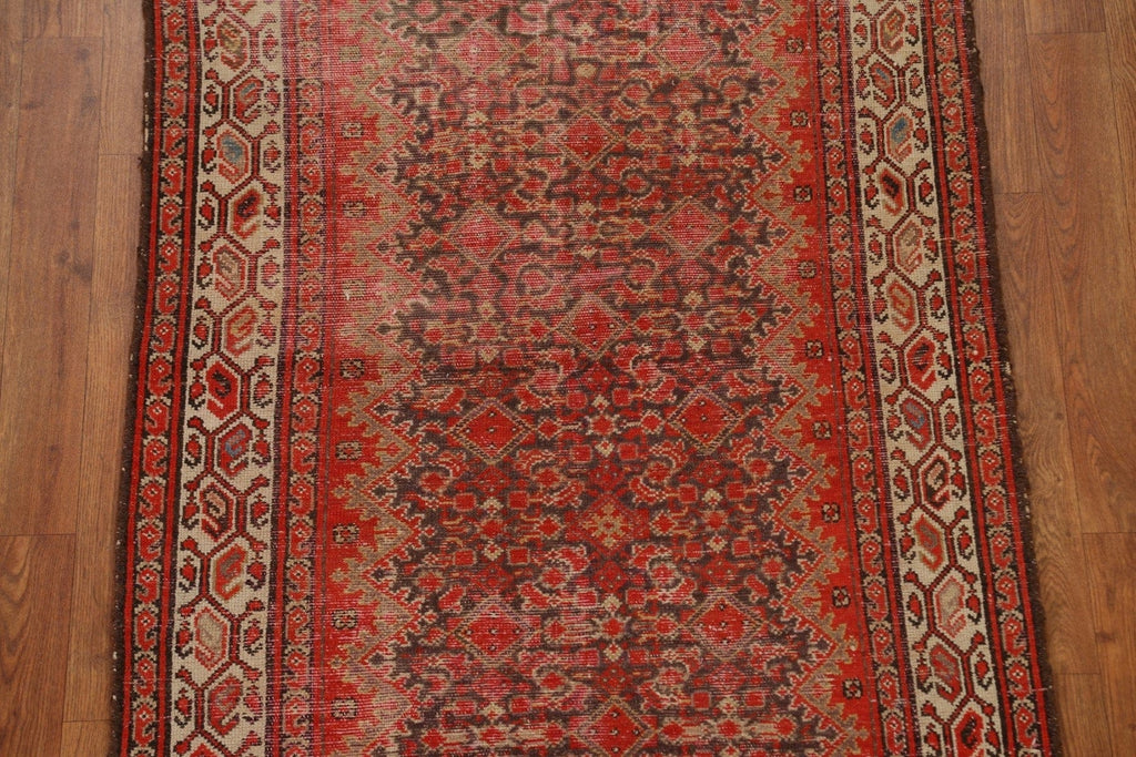 Pre-1900 Antique Vegetable Dye Malayer Persian Runner Rug 3x9