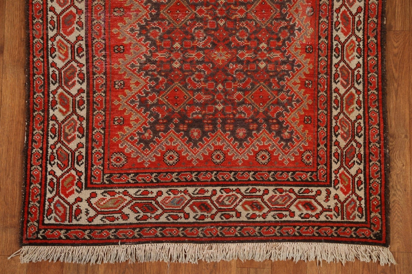 Pre-1900 Antique Vegetable Dye Malayer Persian Runner Rug 3x9