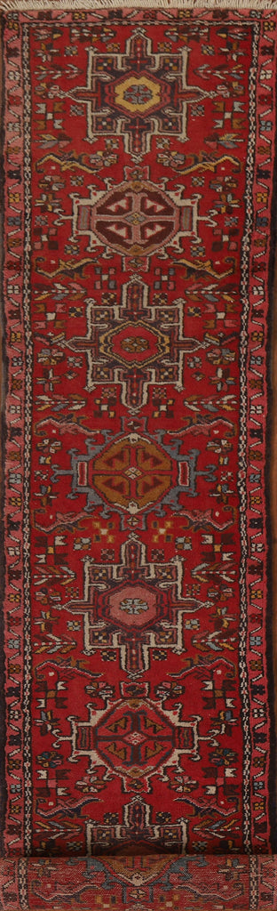Tribal Red Gharajeh Persian Runner Rug 2x14