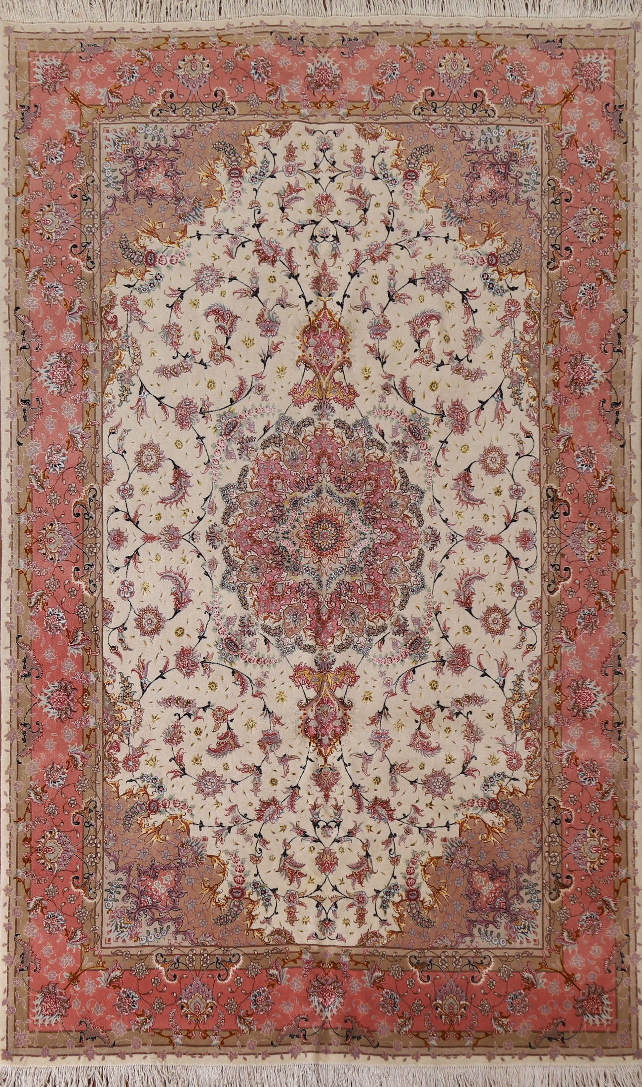 Vegetable Dye Wool & Silk Tabriz Persian Area Rug 7x10