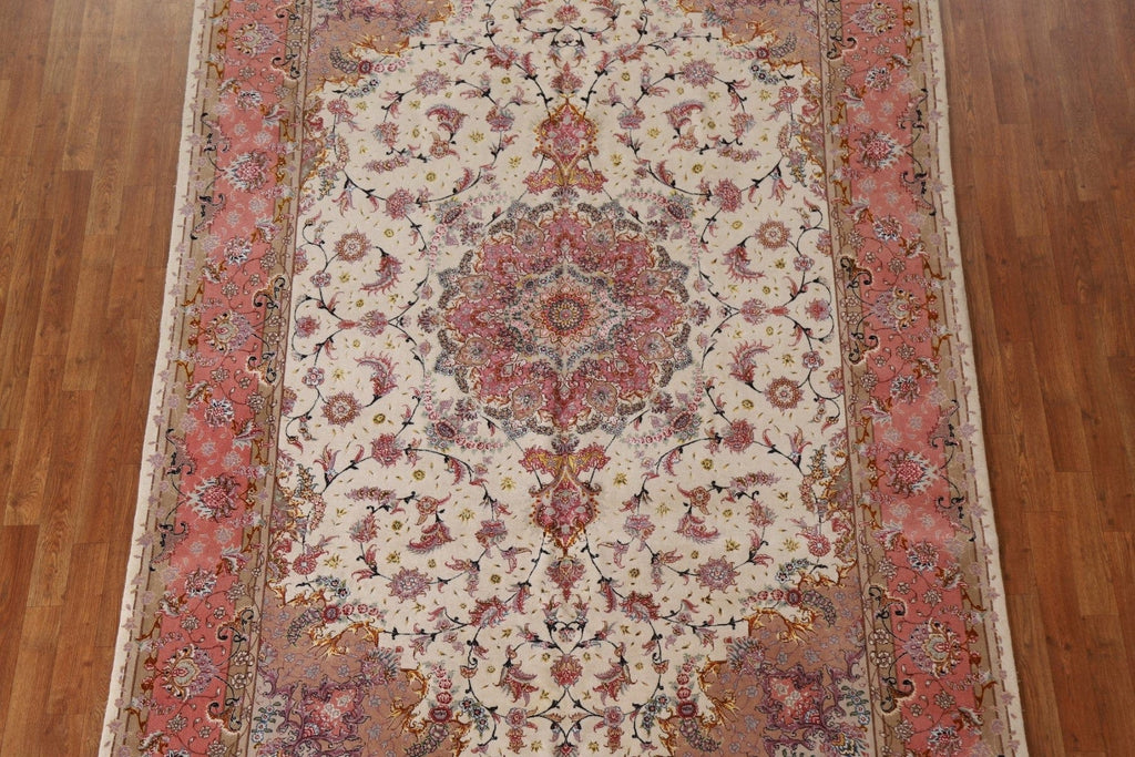 Vegetable Dye Wool & Silk Tabriz Persian Area Rug 7x10