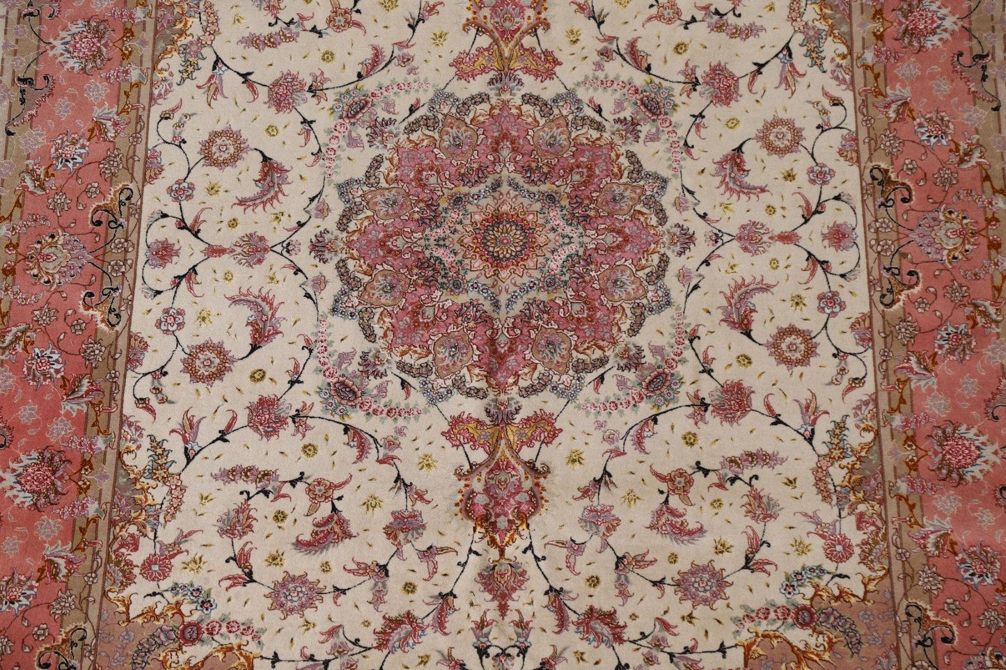 Vegetable Dye Wool & Silk Tabriz Persian Area Rug 7x10