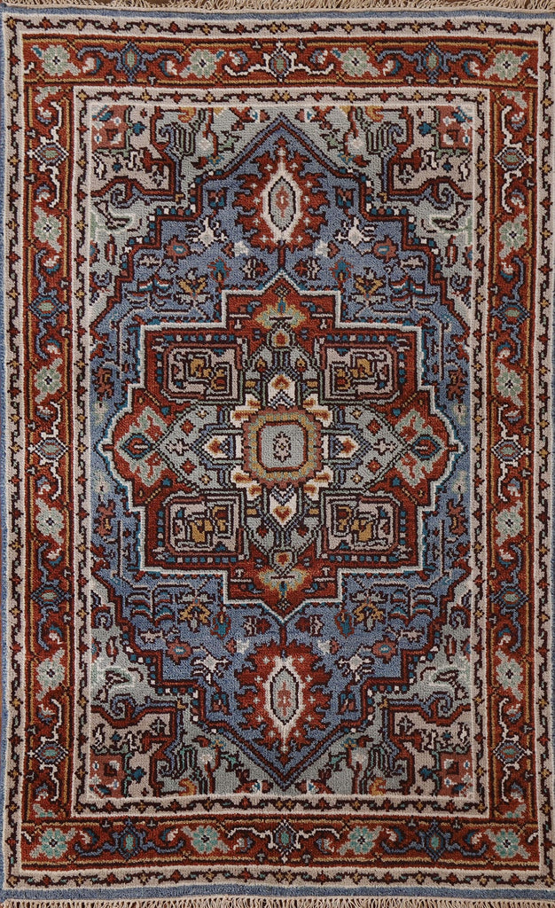 Light Blue Heriz Oriental Area Rug 4x6