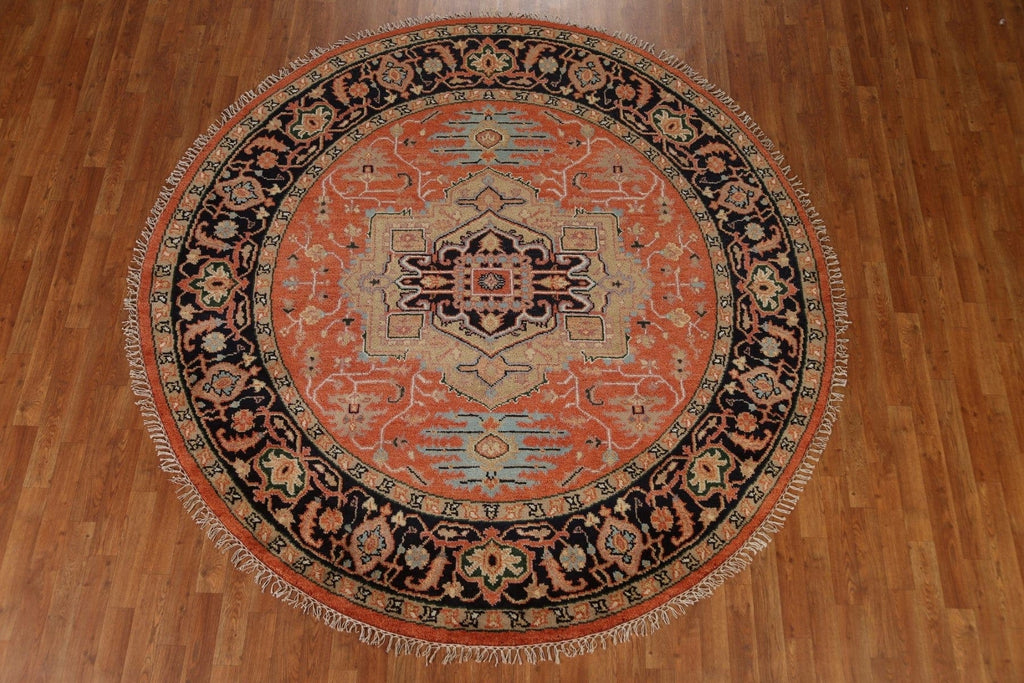 Geometric Heriz Serapi Round Area Rug 8x8