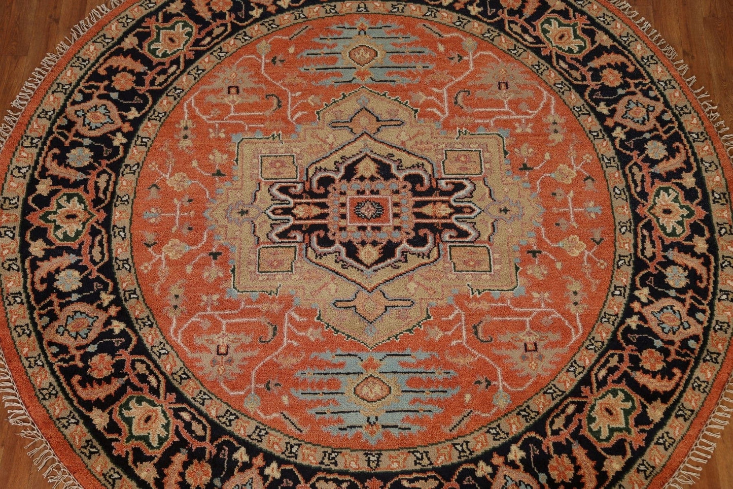 Geometric Heriz Serapi Round Area Rug 8x8