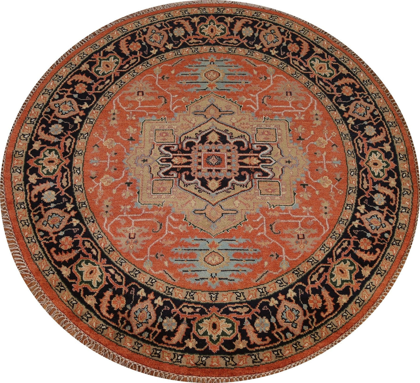 Geometric Heriz Serapi Round Area Rug 8x8