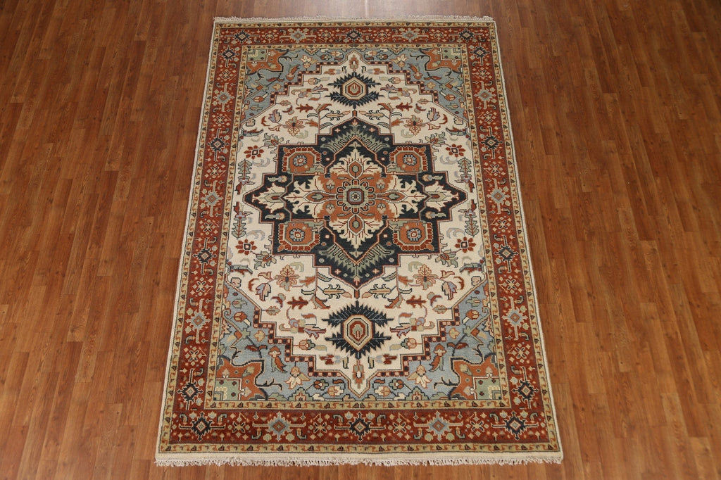 Geometric Heriz Serapi Area Rug 6x9