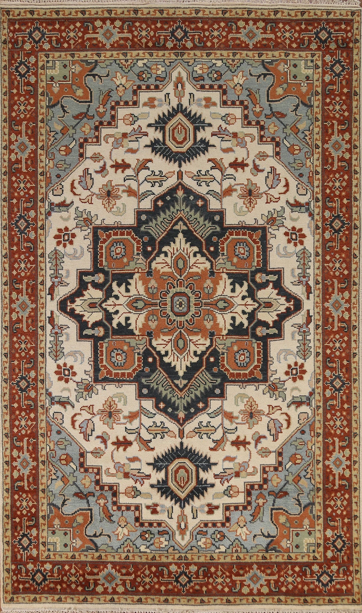 Geometric Heriz Serapi Area Rug 6x9