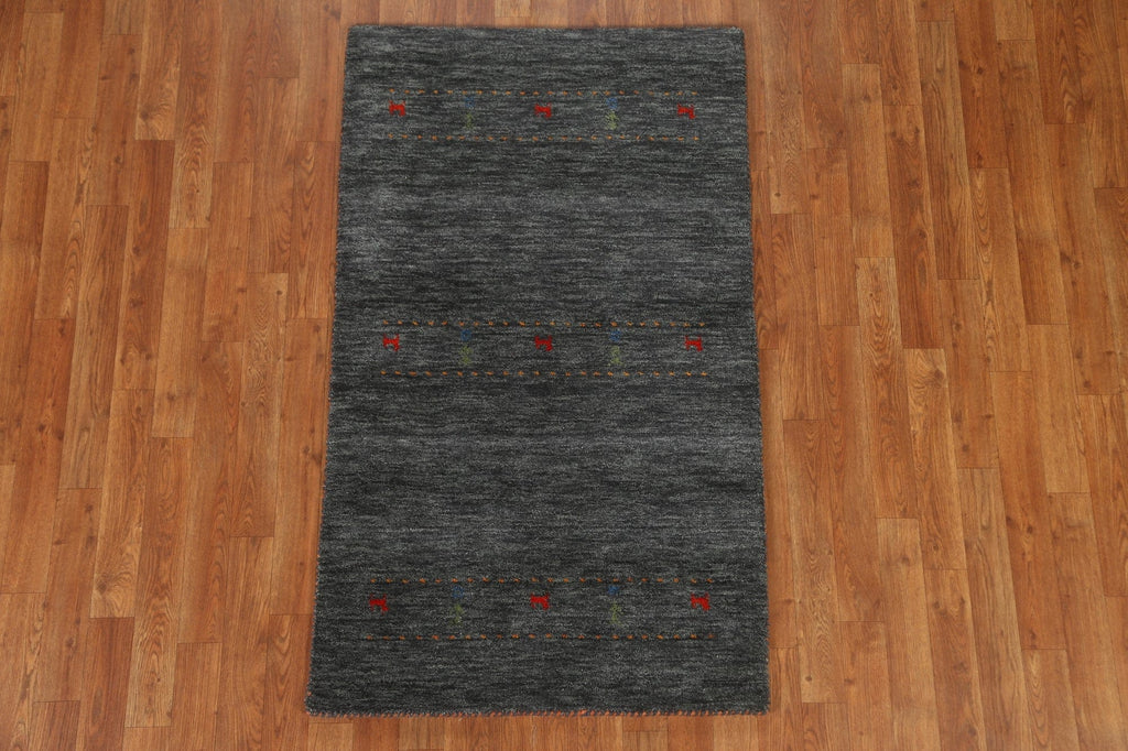 Charcoal Gabbeh Tribal Area Rug 3x5