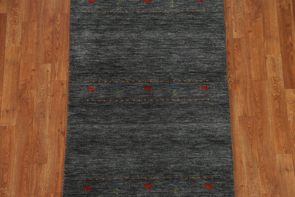 Charcoal Gabbeh Tribal Area Rug 3x5