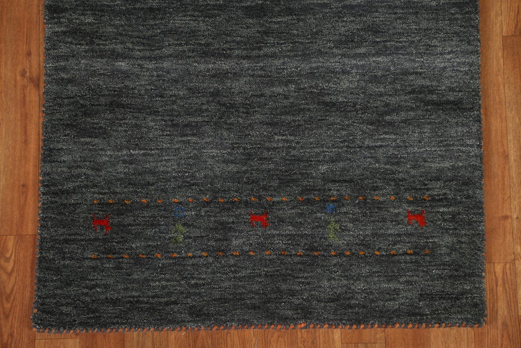 Charcoal Gabbeh Tribal Area Rug 3x5