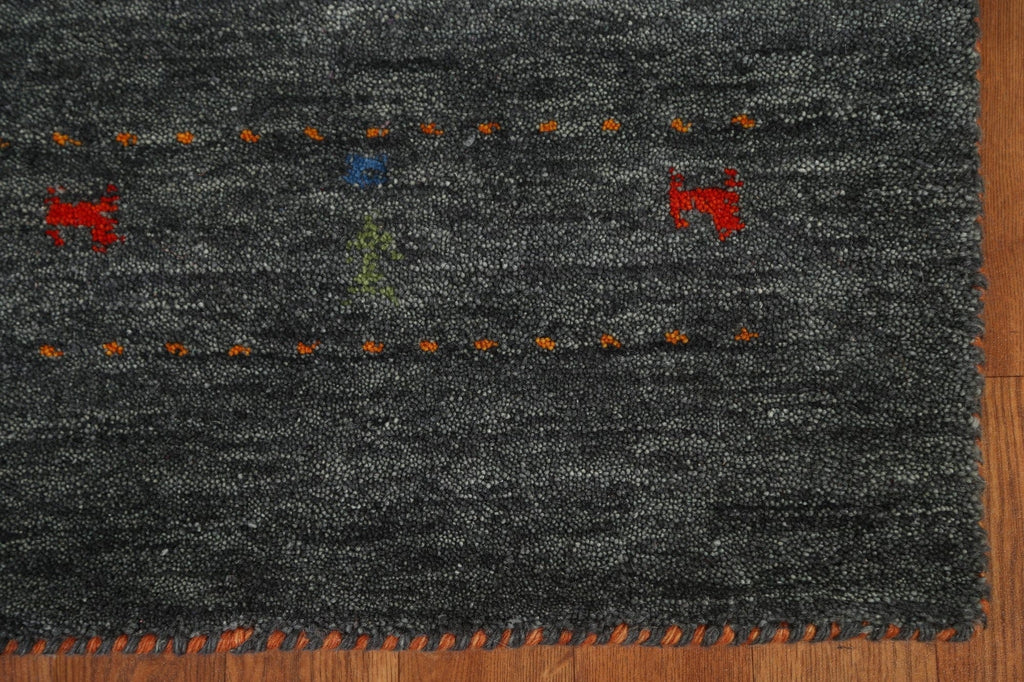 Charcoal Gabbeh Tribal Area Rug 3x5