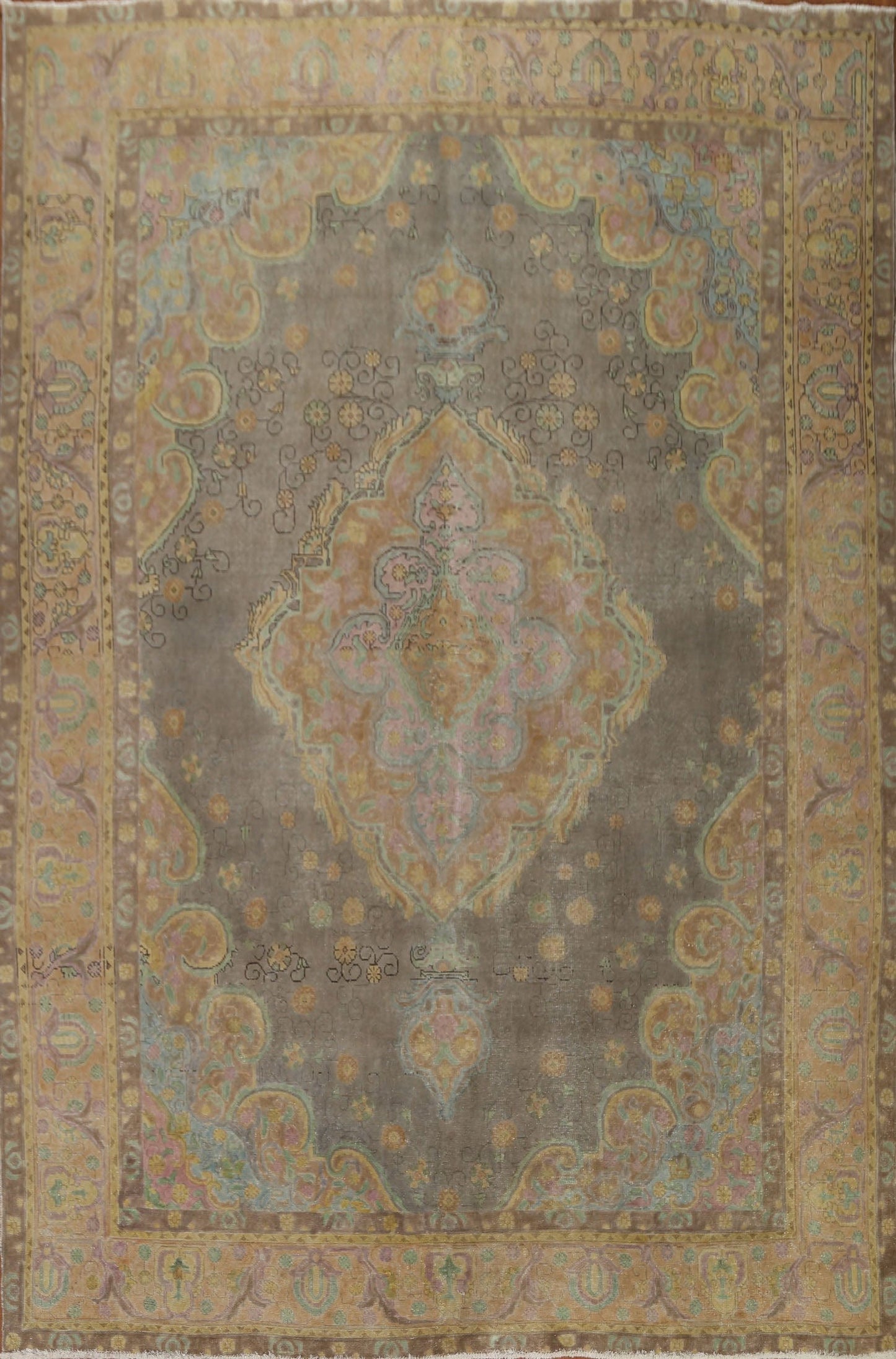 Distressed Over-Dyed Tabriz Persian Area Rug 9x12