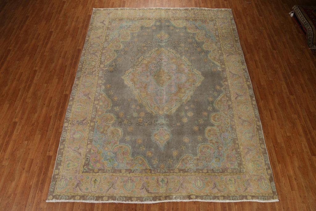 Distressed Over-Dyed Tabriz Persian Area Rug 9x12