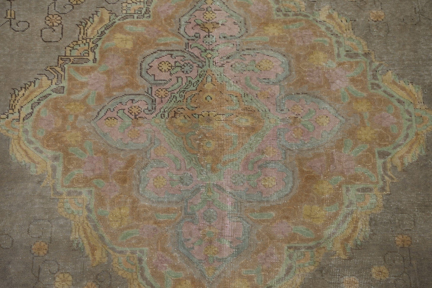 Distressed Over-Dyed Tabriz Persian Area Rug 9x12