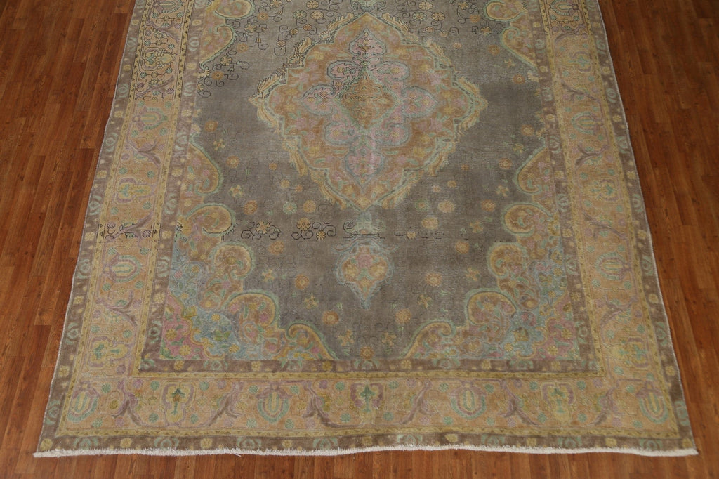 Distressed Over-Dyed Tabriz Persian Area Rug 9x12