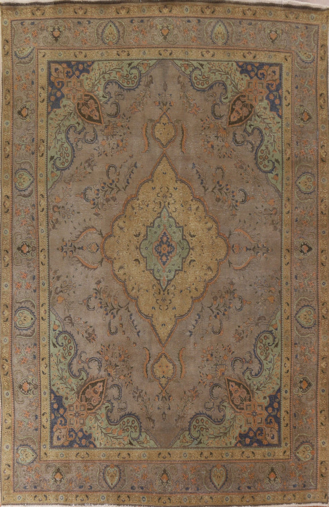 Distressed Over-Dyed Tabriz Persian Area Rug 10x13