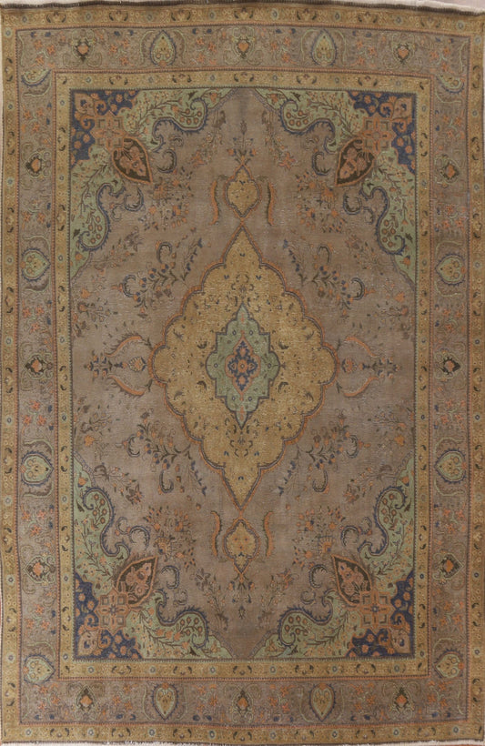 Distressed Over-Dyed Tabriz Persian Area Rug 10x13