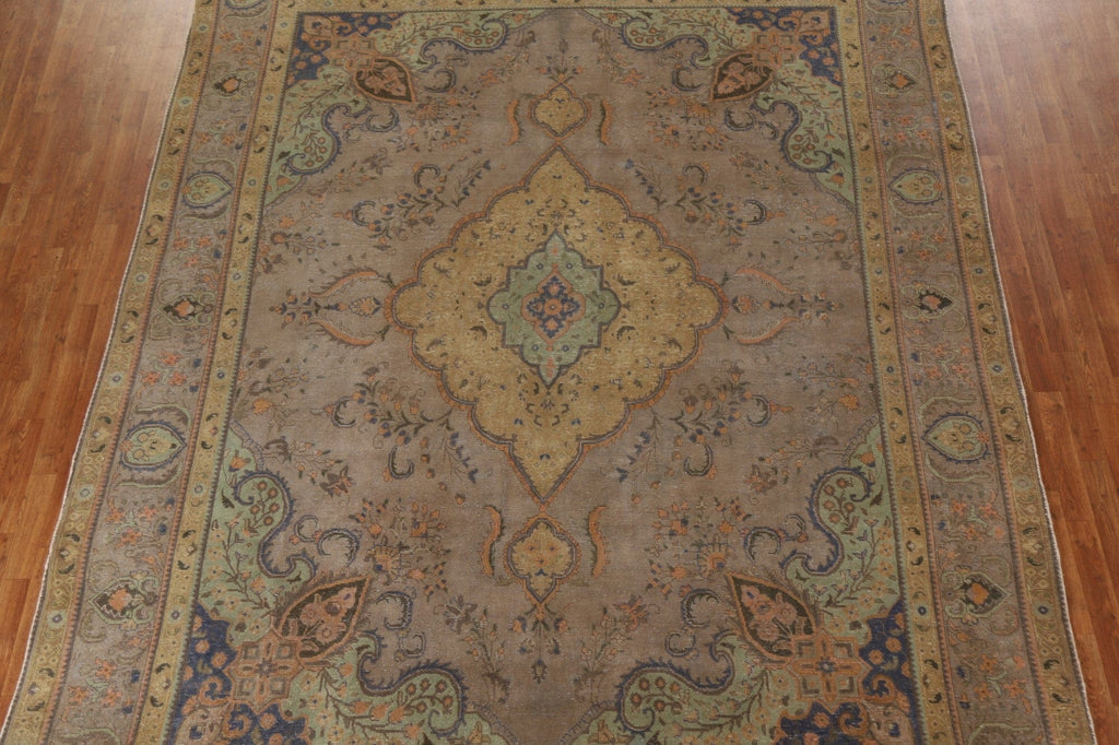 Distressed Over-Dyed Tabriz Persian Area Rug 10x13