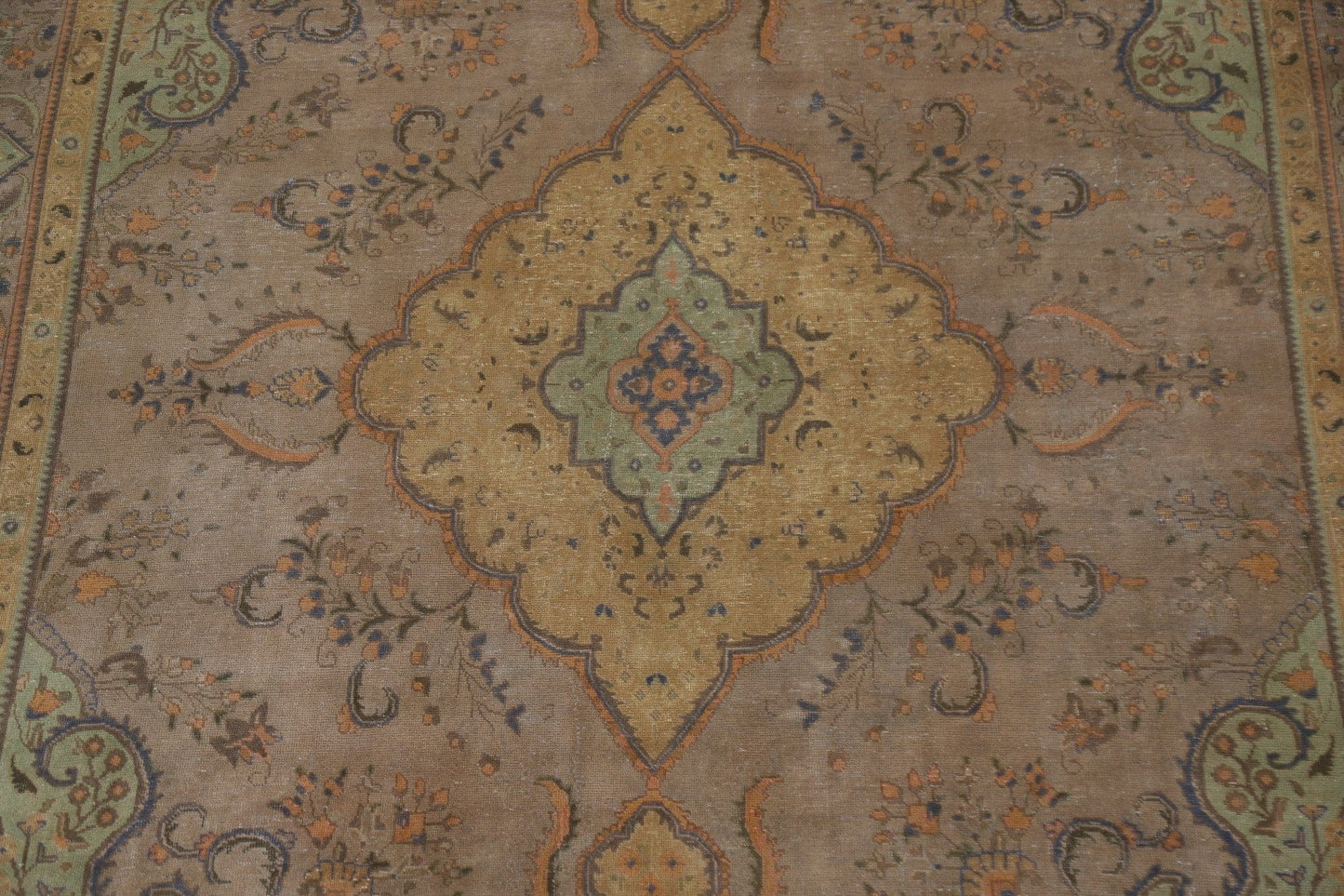 Distressed Over-Dyed Tabriz Persian Area Rug 10x13