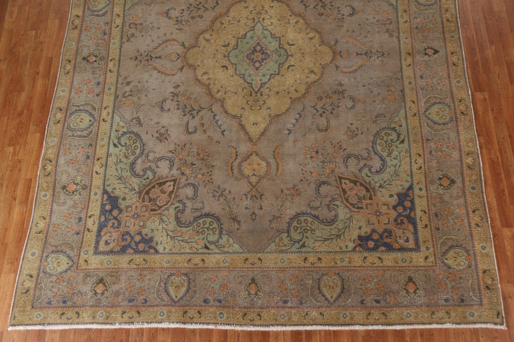 Distressed Over-Dyed Tabriz Persian Area Rug 10x13