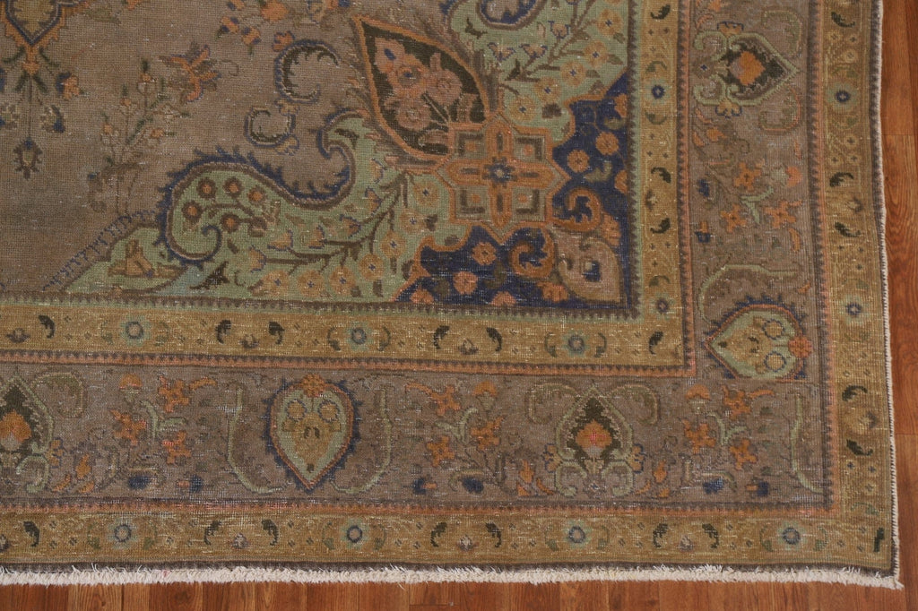 Distressed Over-Dyed Tabriz Persian Area Rug 10x13