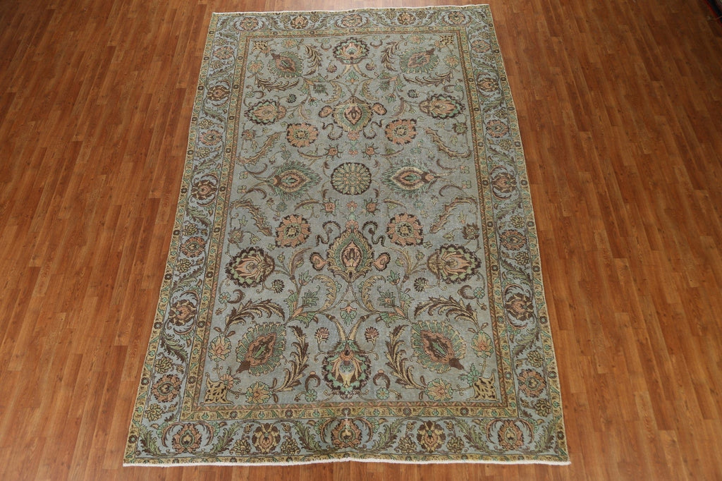 Distressed Over-Dyed Tabriz Persian Area Rug 8x12