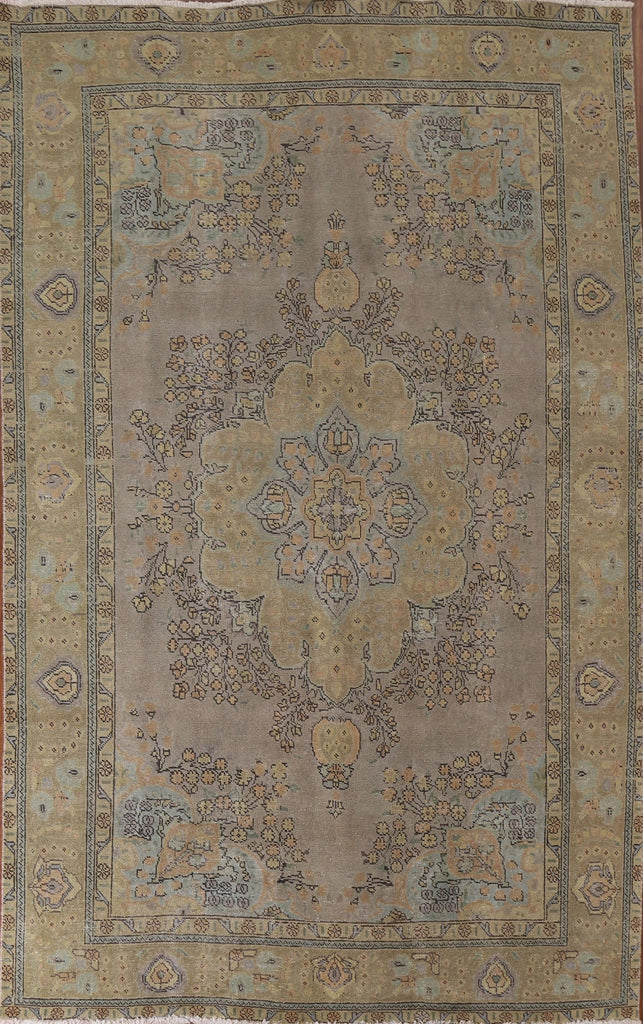 Distressed Over-Dyed Tabriz Persian Area Rug 7x10