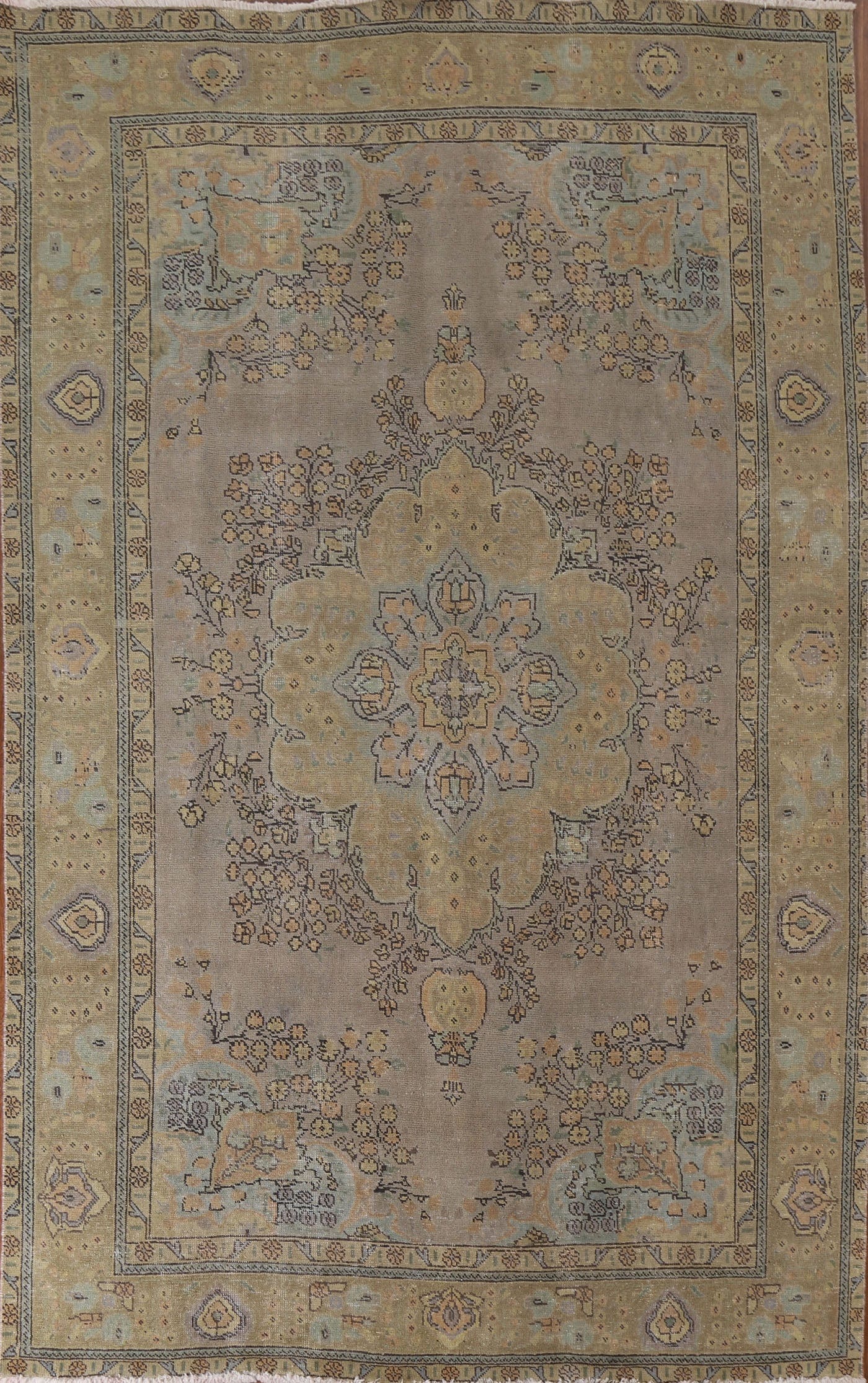 Distressed Over-Dyed Tabriz Persian Area Rug 7x10