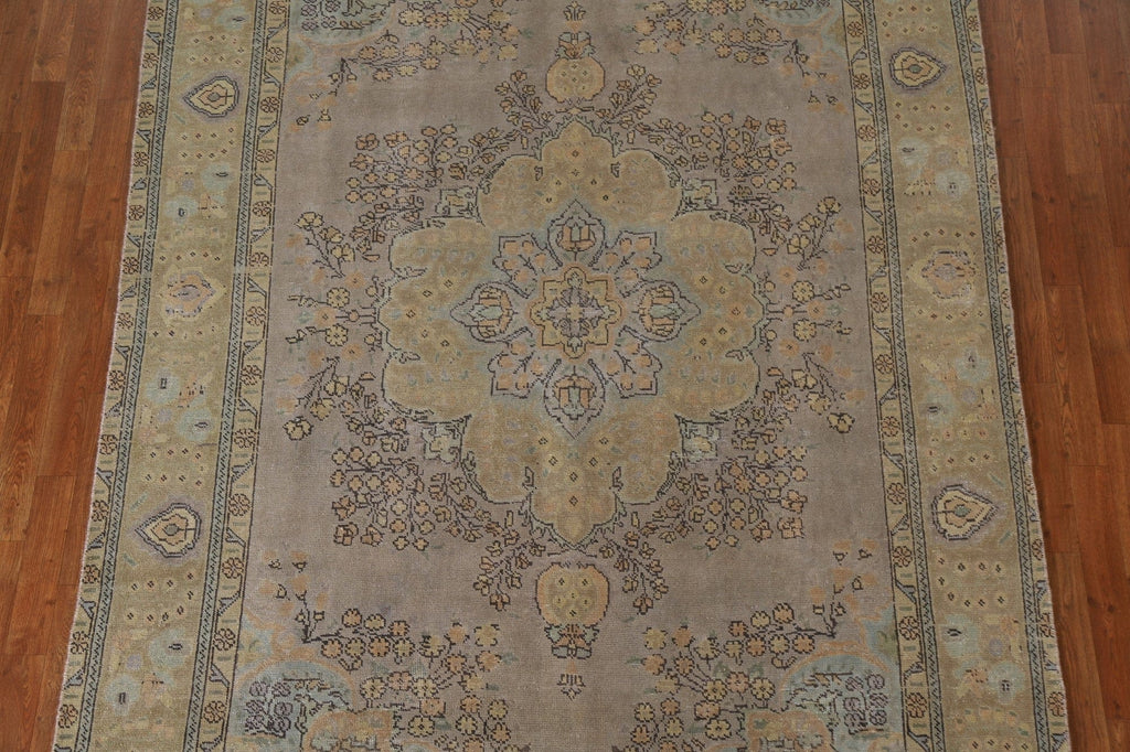 Distressed Over-Dyed Tabriz Persian Area Rug 7x10