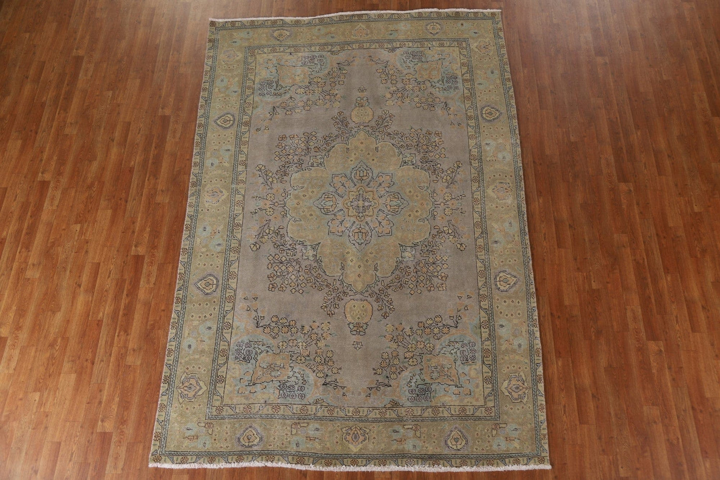 Distressed Over-Dyed Tabriz Persian Area Rug 7x10