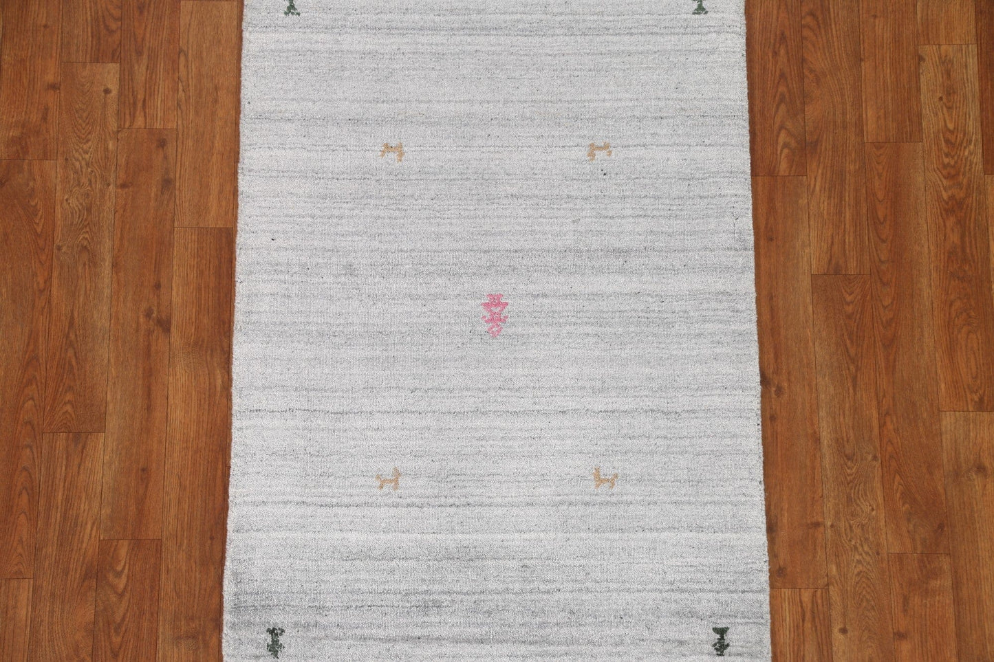 Silver Gray Gabbeh Tribal Wool Rug 2x4