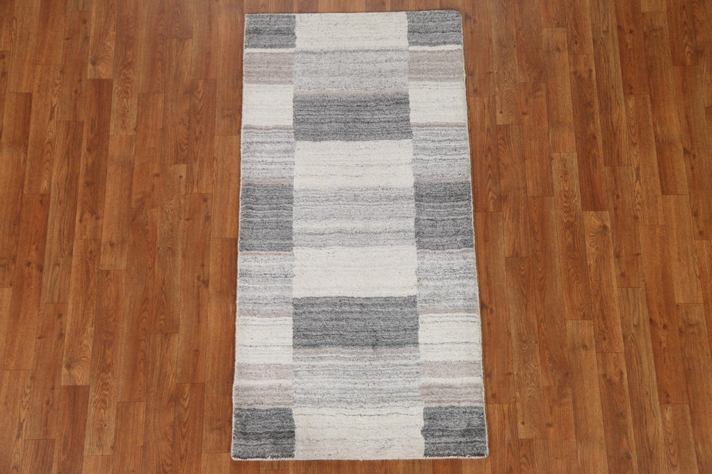 Checkered Gabbeh Wool Area Rug 3x5