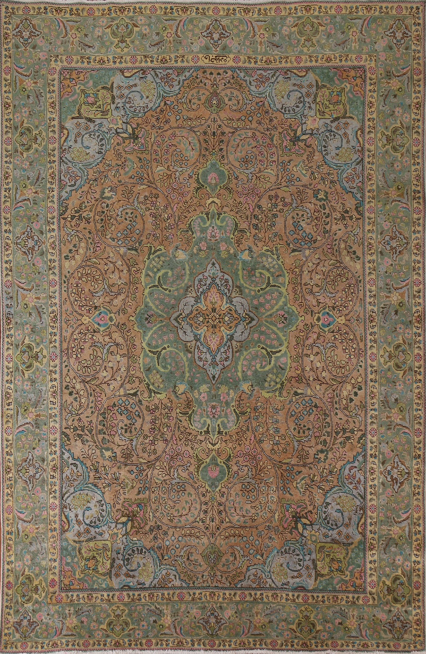 Vintage Floral Tabriz Persian Area Rug 8x11