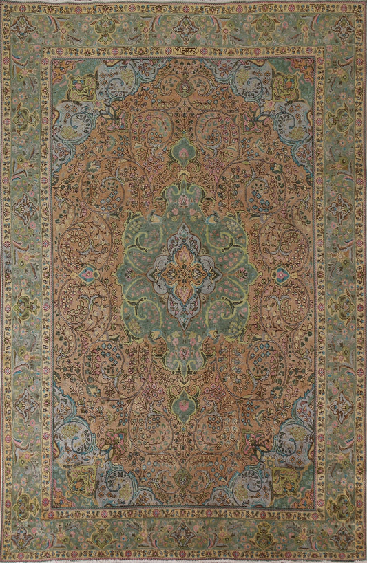 Vintage Floral Tabriz Persian Area Rug 8x11