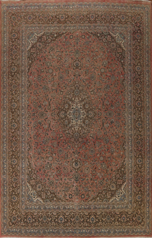 Distressed Over-Dyed Mashad Persian Area Rug 10x13