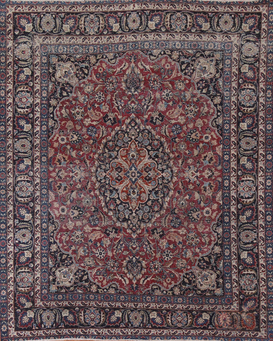 Antique Distressed Mashad Persian Area Rug 8x9