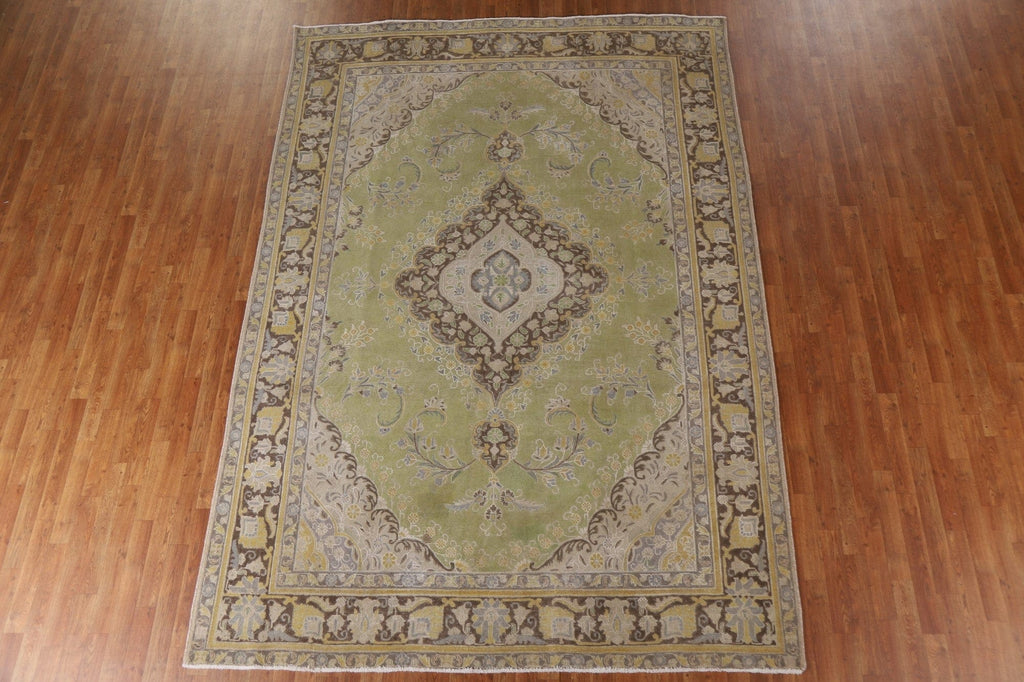 Distressed Over-Dyed Tabriz Persian Area Rug 8x11