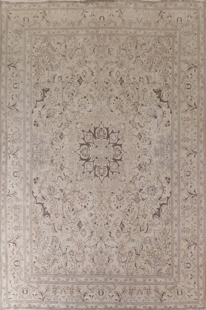 Distressed Muted Tabriz Persian Area Rug 10x13