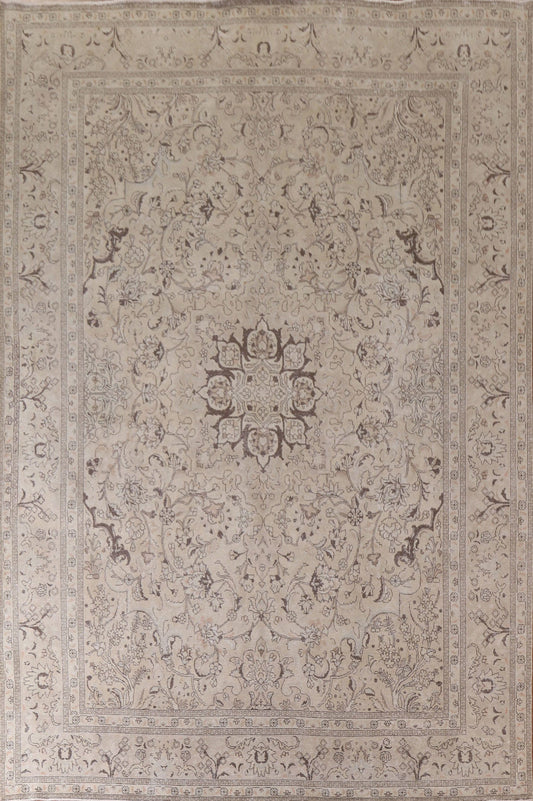 Distressed Muted Tabriz Persian Area Rug 10x13