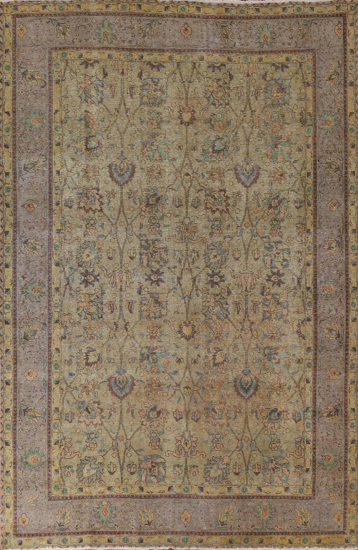 Distressed Over-Dyed Tabriz Persian Area Rug 8x11