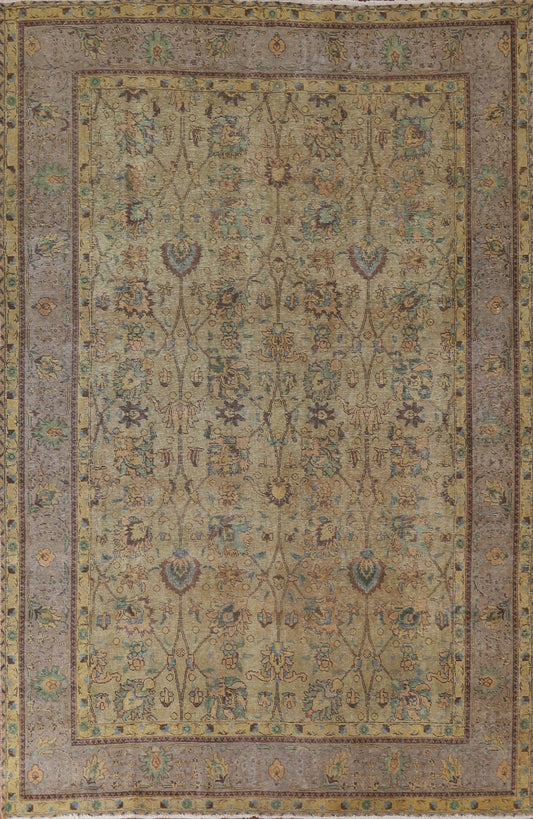 Distressed Over-Dyed Tabriz Persian Area Rug 8x11