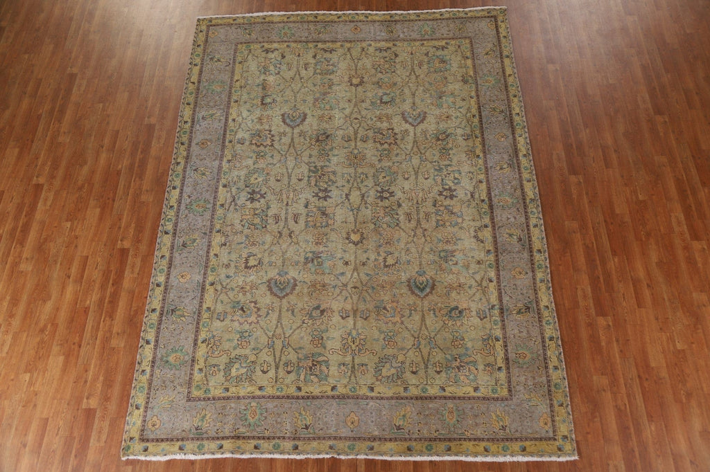 Distressed Over-Dyed Tabriz Persian Area Rug 8x11