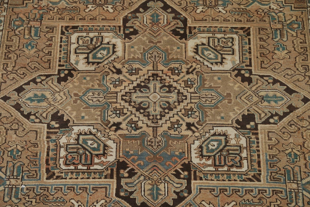 Vintage Geometric Heriz Persian Area Rug 7x9