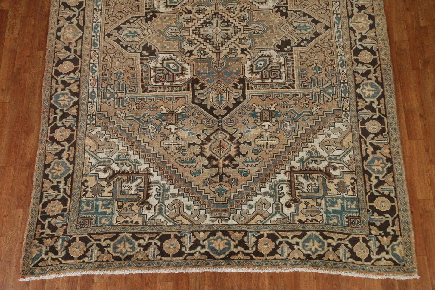 Vintage Geometric Heriz Persian Area Rug 7x9