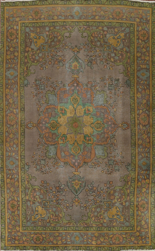 Distressed Over-Dyed Tabriz Persian Area Rug 7x10