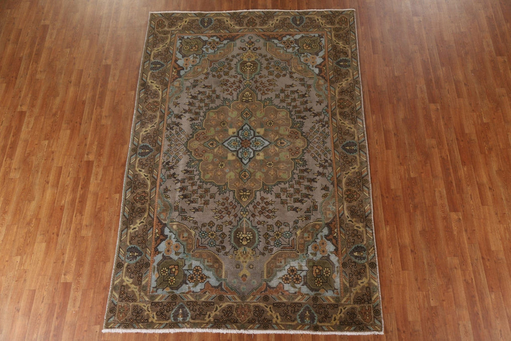 Distressed Over-Dyed Tabriz Persian Area Rug 6x10